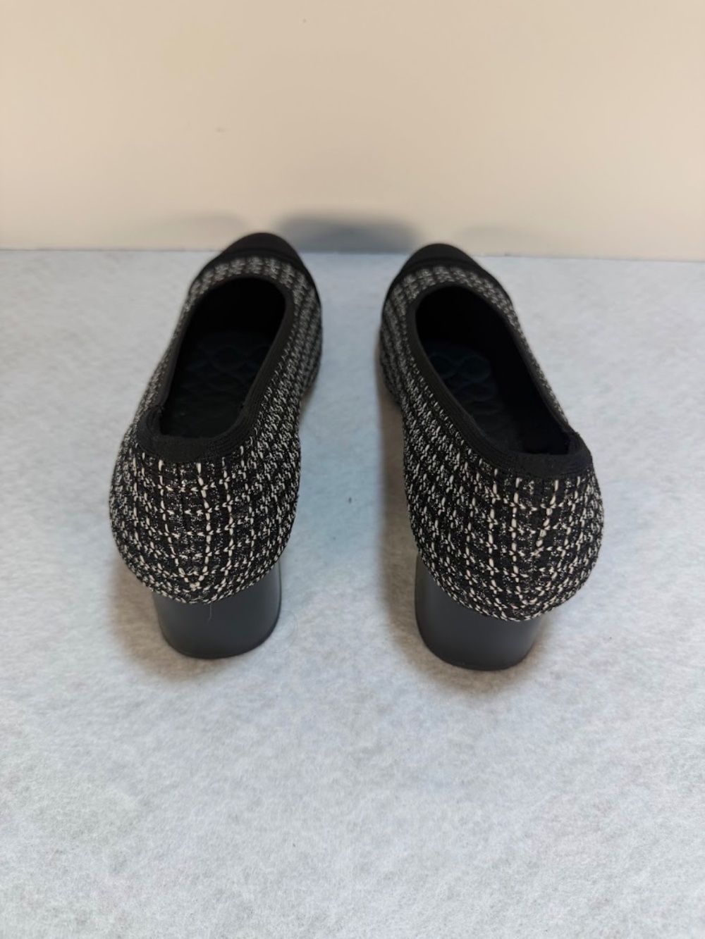 VIVAIA Women's Knit Block Heel Pumps Black White Tweed Size EU 41 US 10.5 - Picture 5 of 7